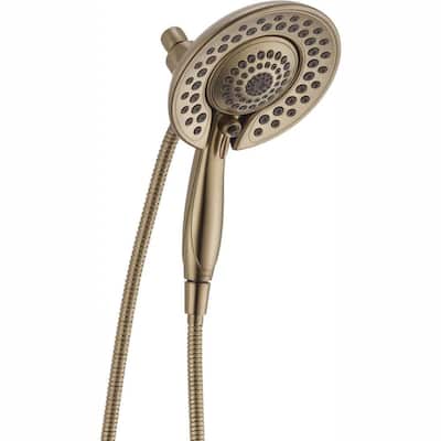 In2ition 5-Spray Patterns 1.75 GPM 6.81 in. Wall Mount Dual Shower Heads in Champagne Bronze