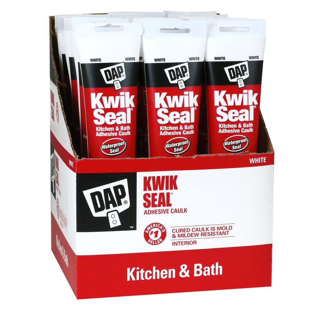 DAP Kwik Seal 5.5 oz. White Kitchen and Bath Adhesive Caulk (12Pack) 7079818001