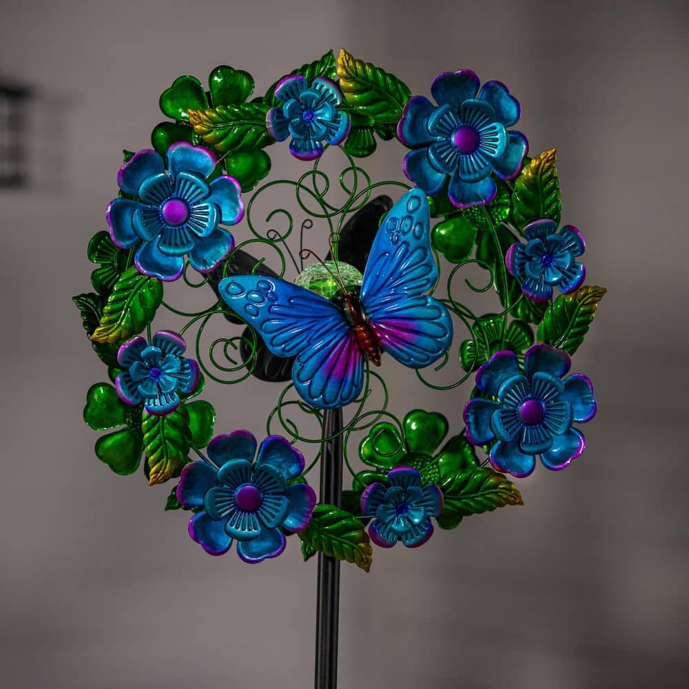74 in. Blueflower and Butterfly Solar Metal Wind Spinner price history on PriceWatchPro