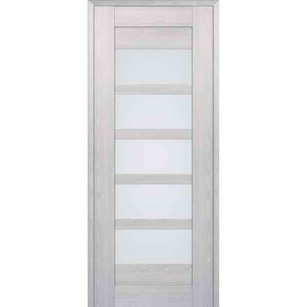 Vona 07-07 18 in. x 84 in. No Bore 5-Lite Frosted Glass Ribeira Ash Wood Composite Interior Door Slab