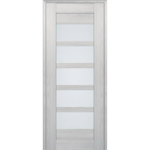 Belldinni Vona 07-07 32 in. x 84 in. No Bore 5-Lite Frosted Glass Ribeira Ash Wood Composite Interior Door Slab