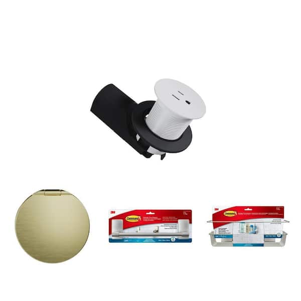 Pass & Seymour Champagne Bronze Outlet Wall Plate Lid and 15 Amp Matte White Kitchen Countertop Outlet Combo