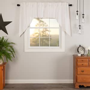 Simple Life Flax 36 in. L Cotton Swag Valance in Antique White Pair