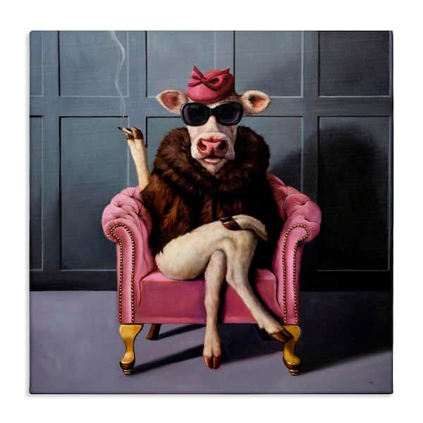 Stupell Industries Trendy Pink Glam Cow by Lucia Heffernan 1-Piece Gallery Wrapped Unframed Animal Graphic Art Print 36 in. x 36 in.