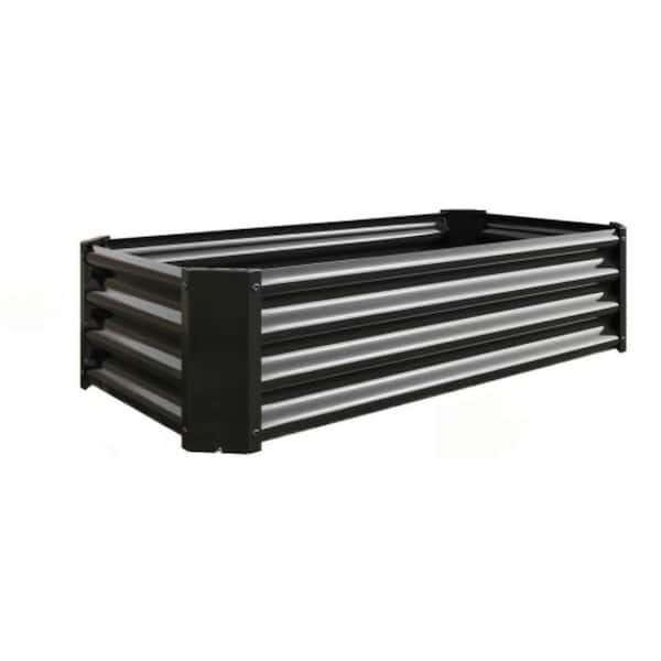 47.24 in. x 24 in. x 11.10 in. Metal Raised Garden Bed for Flowers Plants and Vegetables in Black