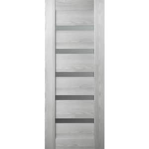 Vona 24 in. x 80 in. No Bore Solid Core 5-Lite Frosted Glass Ribeira Ash Finished Wood Composite Interior Door Slab