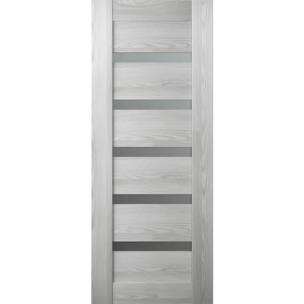 Belldinni Vona 07-04 36" x 80 in. No Bore Solid Core 5-Lite Frosted Glass Ribeira Ash Finished Wood Composite Interior Door Slab