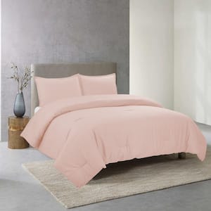 Perfectly Cotton 3-Piece Blush Solid Cotton Full/Queen Comforter Set