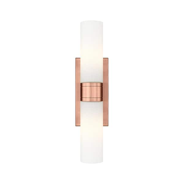 Innovations Ballston Urban 18 in. 2-Light Antique Copper Vanity Light with Glass Shade