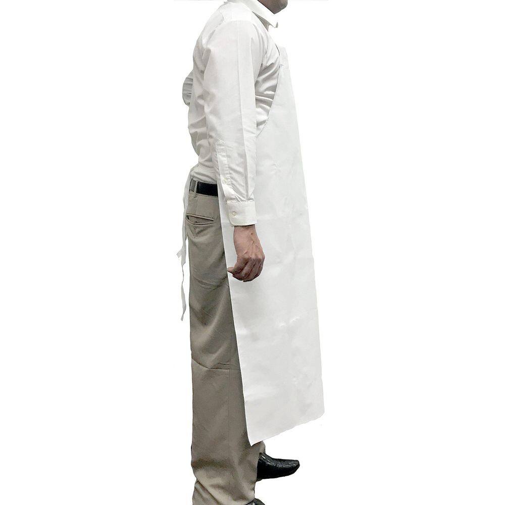 Large White Waterproof Vinyl Bib Apron with Adjustable Neck