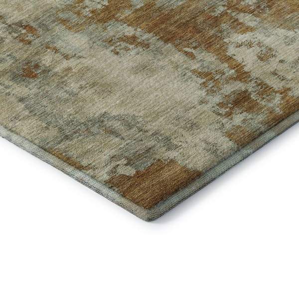Mayfield Premium Machine Washable Abstract AMF2066 Terracotta 10 ft. x 14 ft. Area Rug