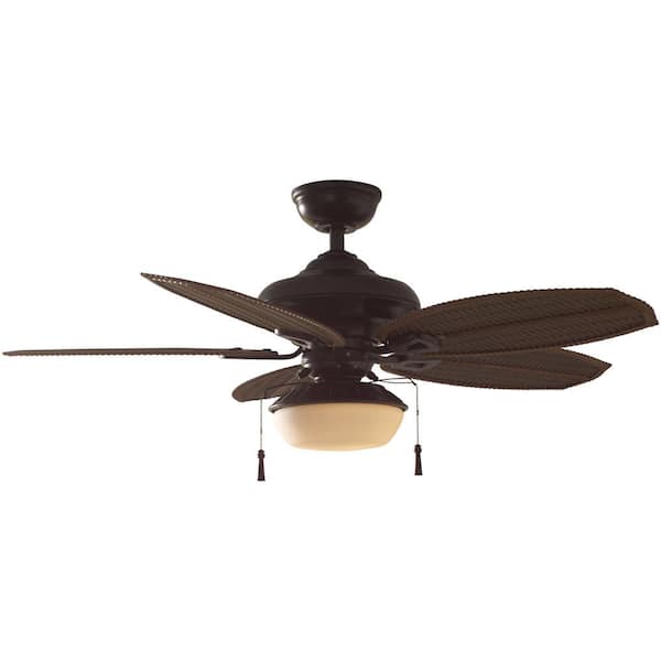 Hampton Bay Palm Beach III 48 in LED Indoor/Outdoor Natural Iron Ceiling Fan 