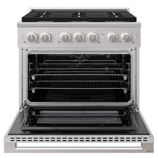 36 in. 5.2 cu. ft. Marino Freestanding Gas Range with Convection Gas Oven in Stainless Steel with 6 Brass Burners