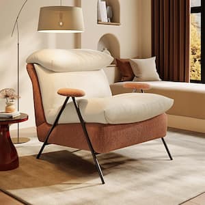 Beige Striped Chenille Single Chair Arm Chair as Reading Chair for Balconies, Living Rooms and Bedroom
