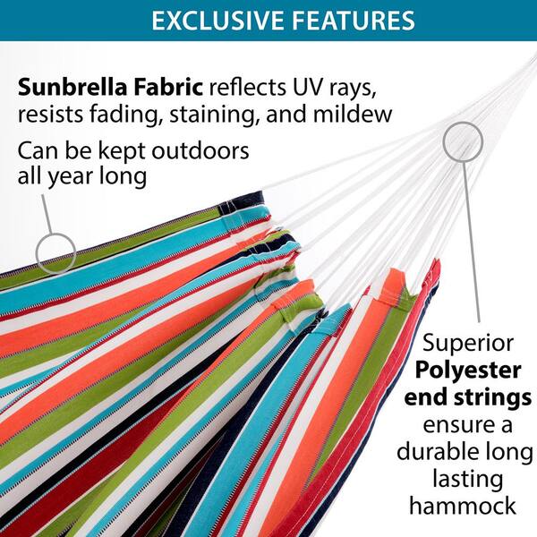 Vivere 13 ft. Brazilian Sunbrella Double Hammock without stand in