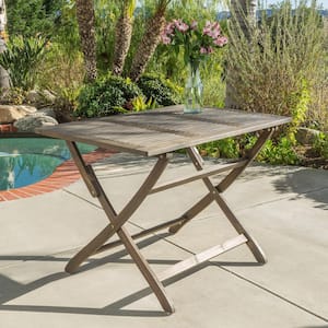 42.5 in. Rectangle Foldable Acacia Wood Outdoor Bistro Table for Porch, Balcony, Deck, Patio, Backyard, Gray