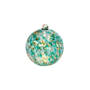 8 in. H Solar Lighted Turquoise Handblown Glass Sphere