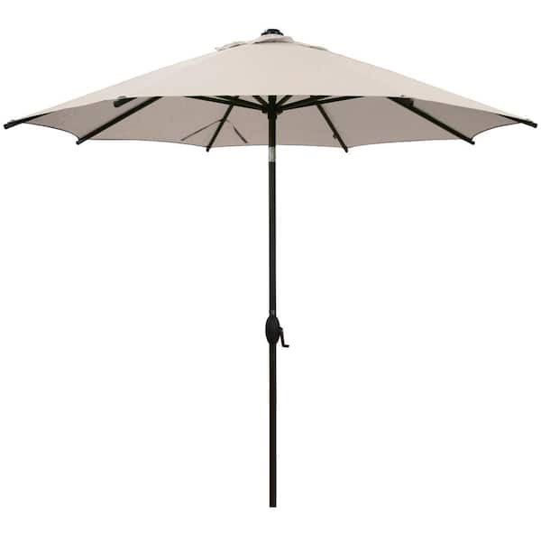 Abba Patio 9 ft. Market Outdoor Patio Umbrella Aluminum Pole with Auto Tilt and Crank, 8 Ribs in Beige
