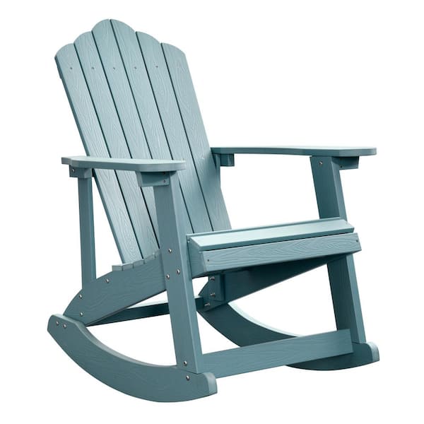 HOOOWOOO Rocky Classic Lake Blue Rocking Plastic Outdoor Recycled Adirondack Chair FRC800LB The Home Depot