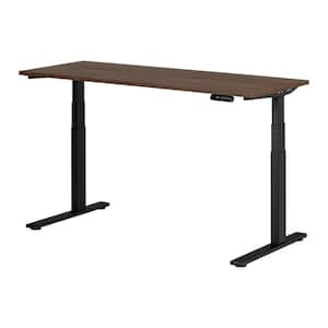 Ezra Adjustable Height Standing Desk, 59.5 in. Rectangular Natural Walnut and Matte Black Desk