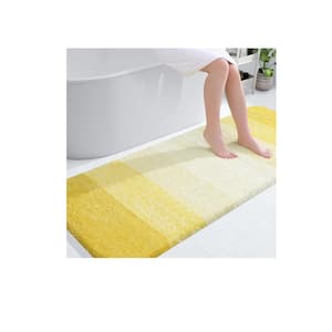 59 in. x 24 in. Yellow Stripe Microfiber Rectangular Shaggy Bath Rugs