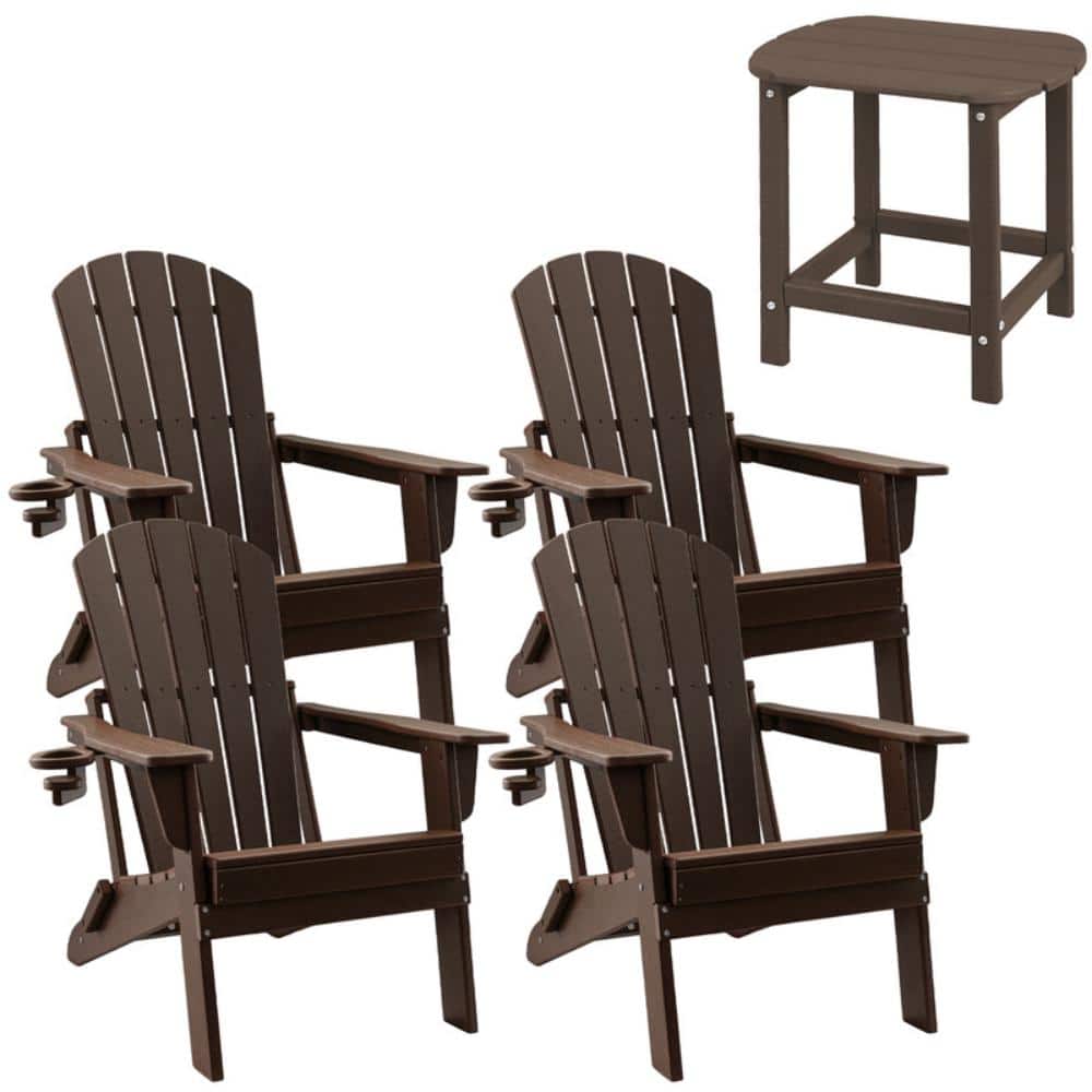 5-Piece HDPE Folding Adirondack Chairs with Side Table, with Cup Holder Ideal for Fire Pit, Deck, Patio, Pool price history on PriceWatchPro