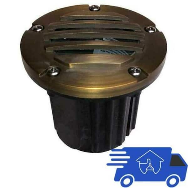 AQLIGHTING Bronze Hardwired Weather Resistant Well Light with LED Light Bulb and Curved Grill Cover