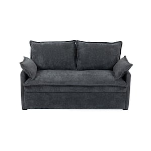 Grey 59.5 in. Corduroy Convertible Sleeper Sofa Bed Couch with Side Storage, and USB/C-TYPE Charging Ports