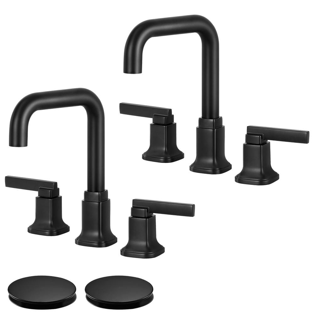 8 in. Widespread Double-Handle Waterfall Bathroom Faucet with Pop-Up Drain 