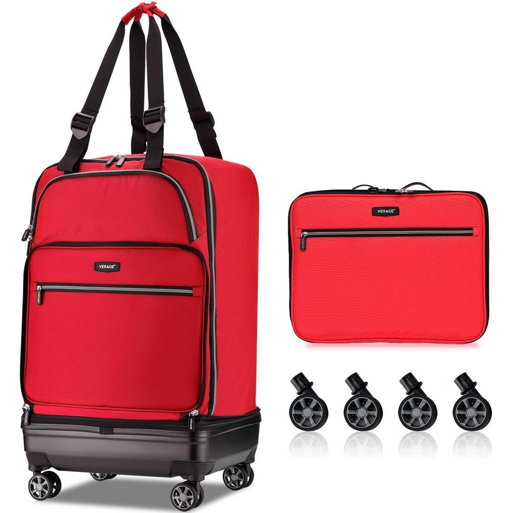 VERAGE Red Expandable Foldable Luggage Suitcase, Rolling Duffel Bag ...