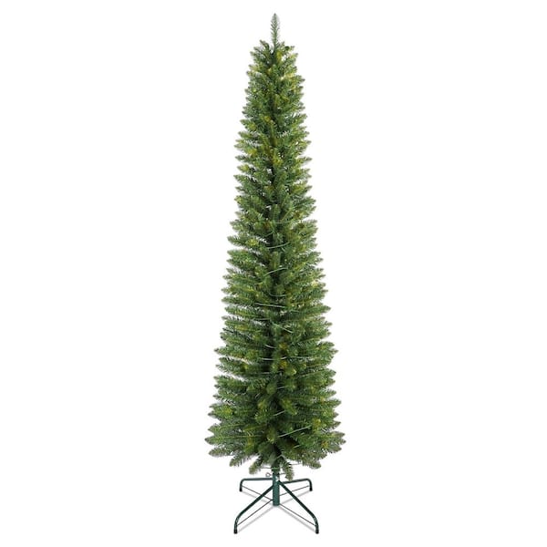 6 ft. Green Pencil Christmas Tree with 358 Tips, Space-Saving Design, Stable Metal Stand for Small Spaces and Corners
