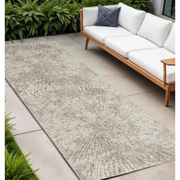 2 ft. x 8 ft. Gray Abstract Washable Area Rug