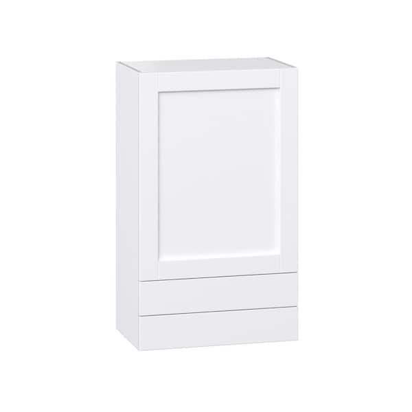 J COLLECTION Milton 24 in. W x 14 in. D x 40 in. H Assembled Shaker Wall Kitchen Cabinet in Bright White with 2 Drawers