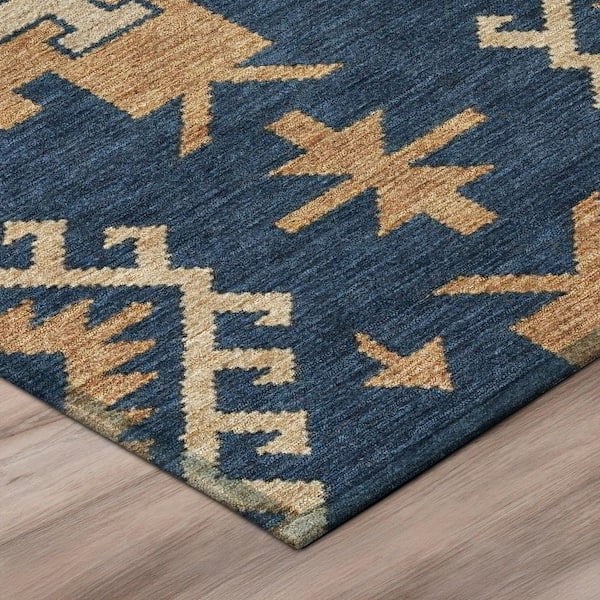 Chantille Machine Washable Indoor/Outdoor Abstract ACN3029 Navy 8 ft. x 10 ft. Area Rug