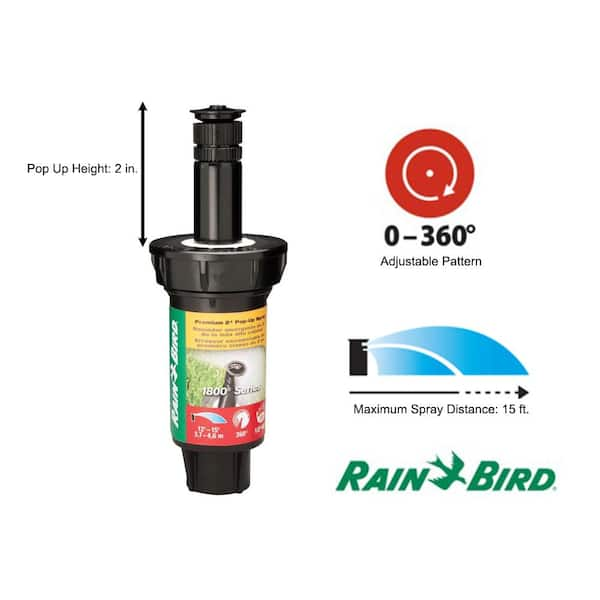 1800 Series 2 in. Pop-Up Sprinkler, 0-360 Degree Pattern, Adjustable 8-15 ft.