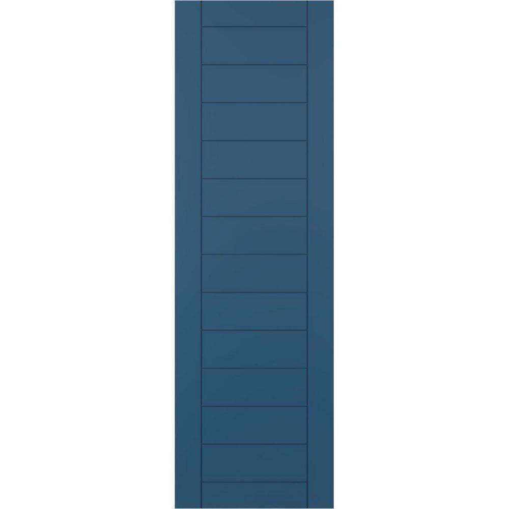 12 in. x 37 in. PVC Horizontal Slat Framed Modern Style Fixed Mount Board and Batten Shutters Pair in Sojourn Blue price history on PriceWatchPro