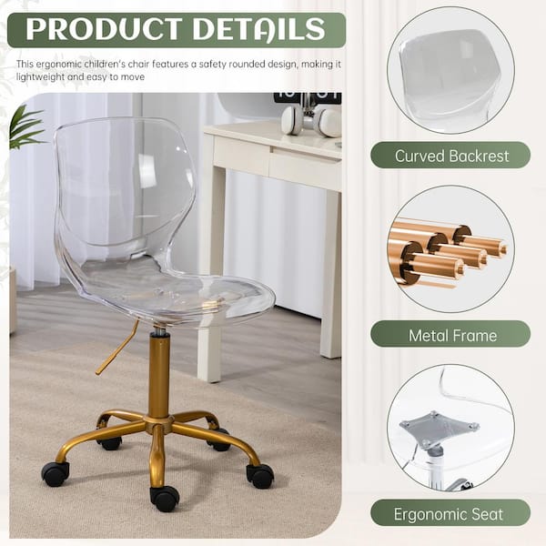 Clear acrylic chair discount with gold legs