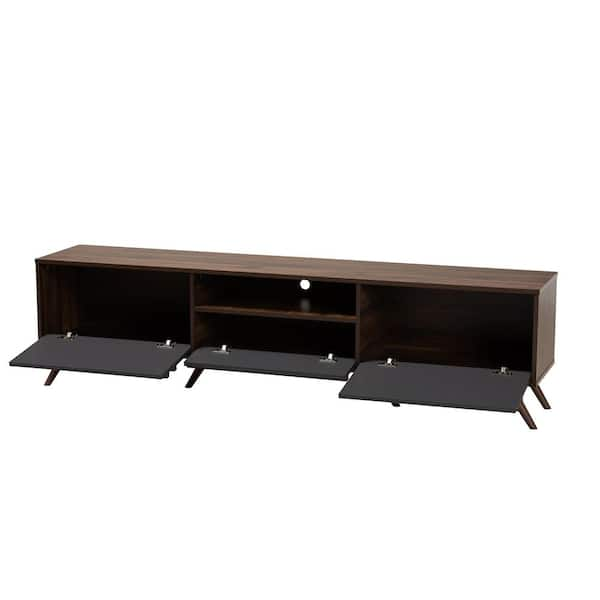 Baxton Studio Naoki 71 in. Grey and Walnut Particle Board TV Stand