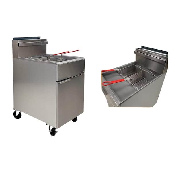 Cooler Depot Commercial 36 qt. Nature Gas Deep Fryer 70 lbs. 150,000 BTU, 5 Tube Burners NSF Certify ETL Listed in Stainless-Steel