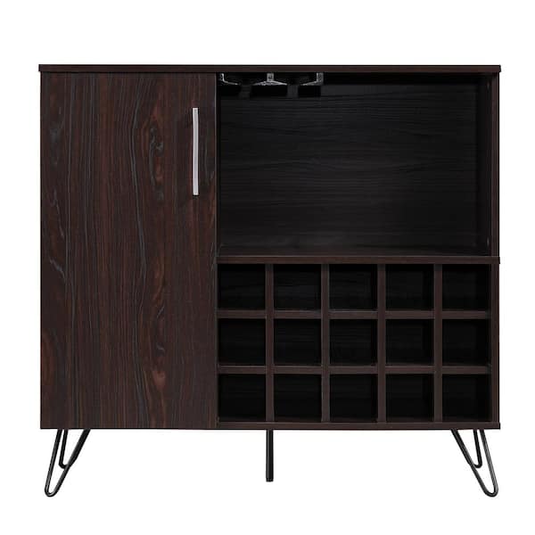 Noble House Lochner Walnut Bar and Wine Accent Cabinet with 1-Door