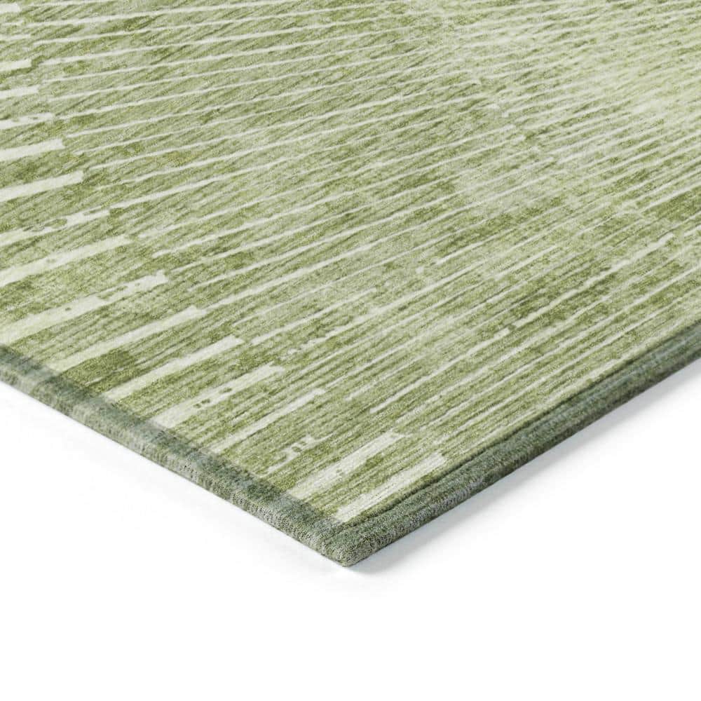 Sage Green Geometric Synthetic 8' x 10' Washable Rug