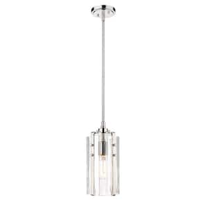 Alverton 5.5 in. 1-Light Mini Pendant Polished Nickel with Clear Glass Shade