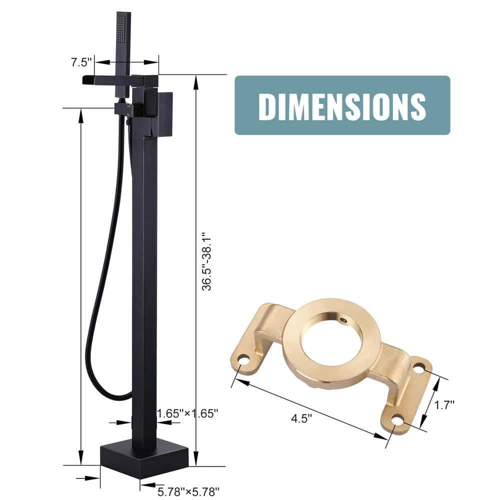 Oil Rubbed Bronze Freestanding Tub Faucet with Hand Shower
