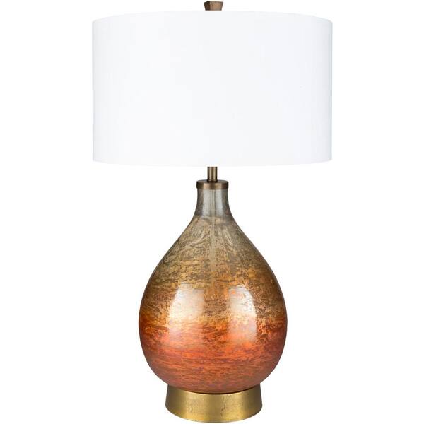 Artistic Weavers Wynnstay 30.2 in. Orange/Gold Indoor Table Lamp with White Drum Shaped Shade
