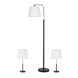 3-Piece Black Modern Lamp Set (2 Table Lamps, 1 Floor Lamp)