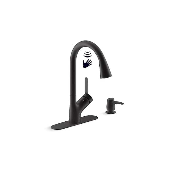 KOHLER Setra Single-Handle Touchless Pull-Down Sprayer Kitchen Faucet in Matte Black