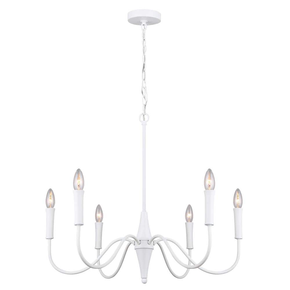 Brielle Matte White and Gold Six-Light Chandelier