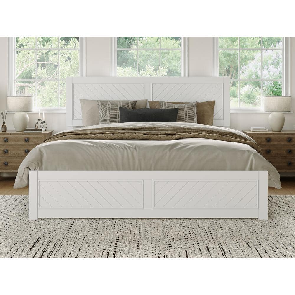 AFI Canyon White Solid Wood King Platform Bed with Matching Footboard AR9556002 The Home Depot