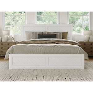Canyon White Solid Wood King Platform Bed with Matching Footboard