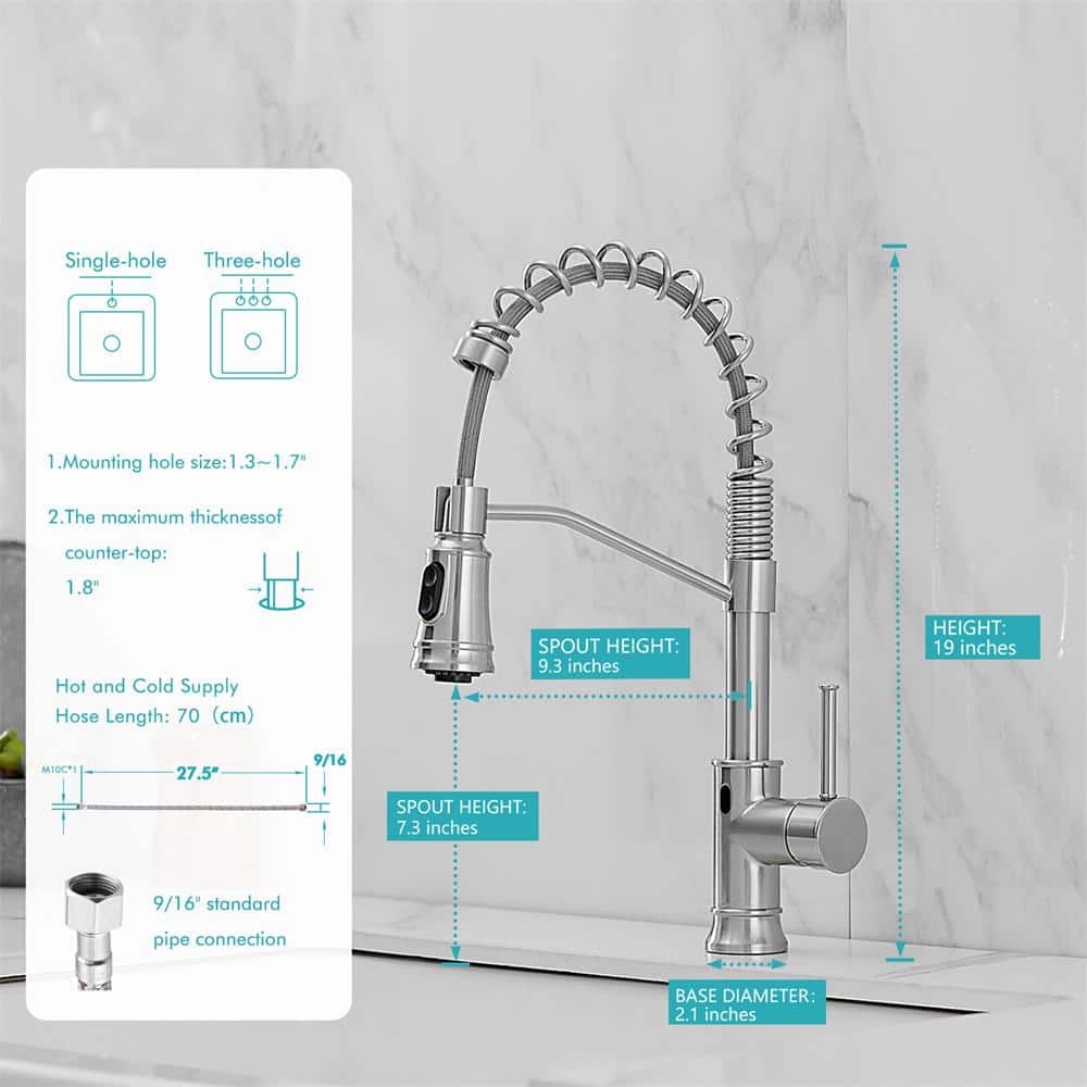 Brushed Nickel Touchless Pull Down Kitchen Faucet with Spray